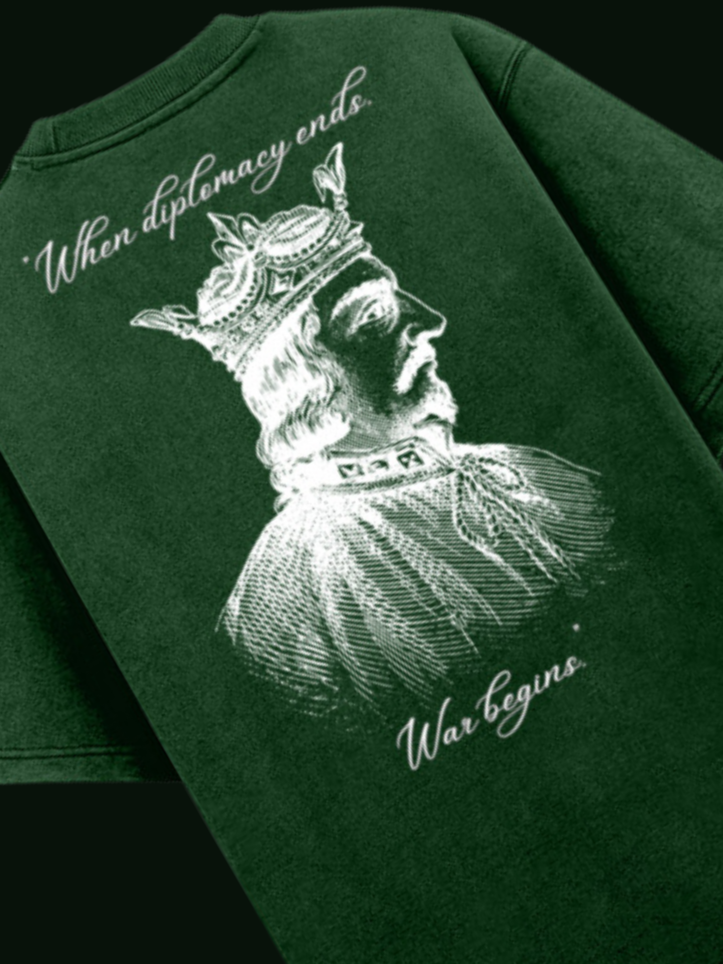 BOTTLE GREEN ACID WASH DIPLOMACY OVERSIZED T-SHIRT
