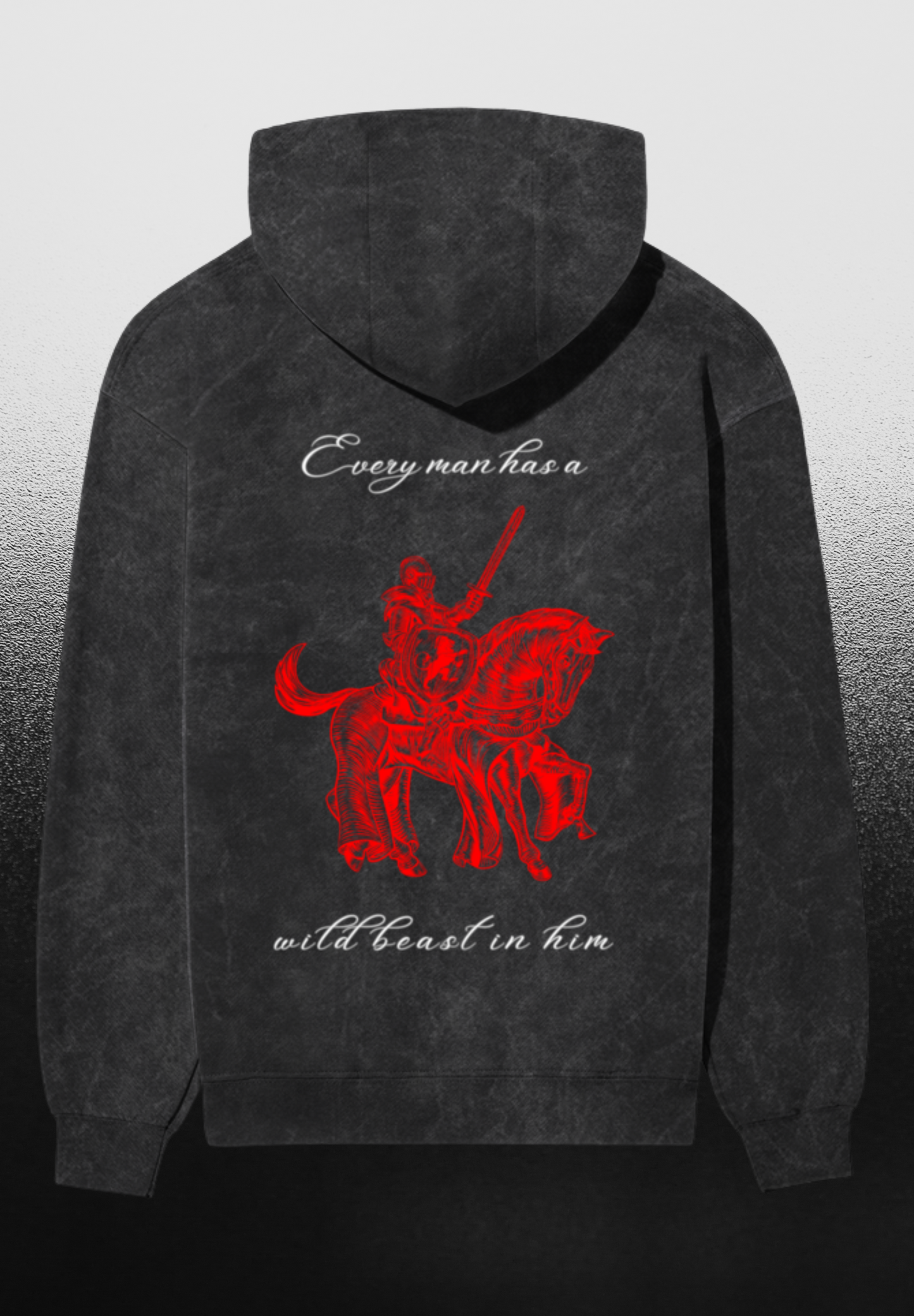 WILD BEAST BLACK ACID WASH HOODIE
