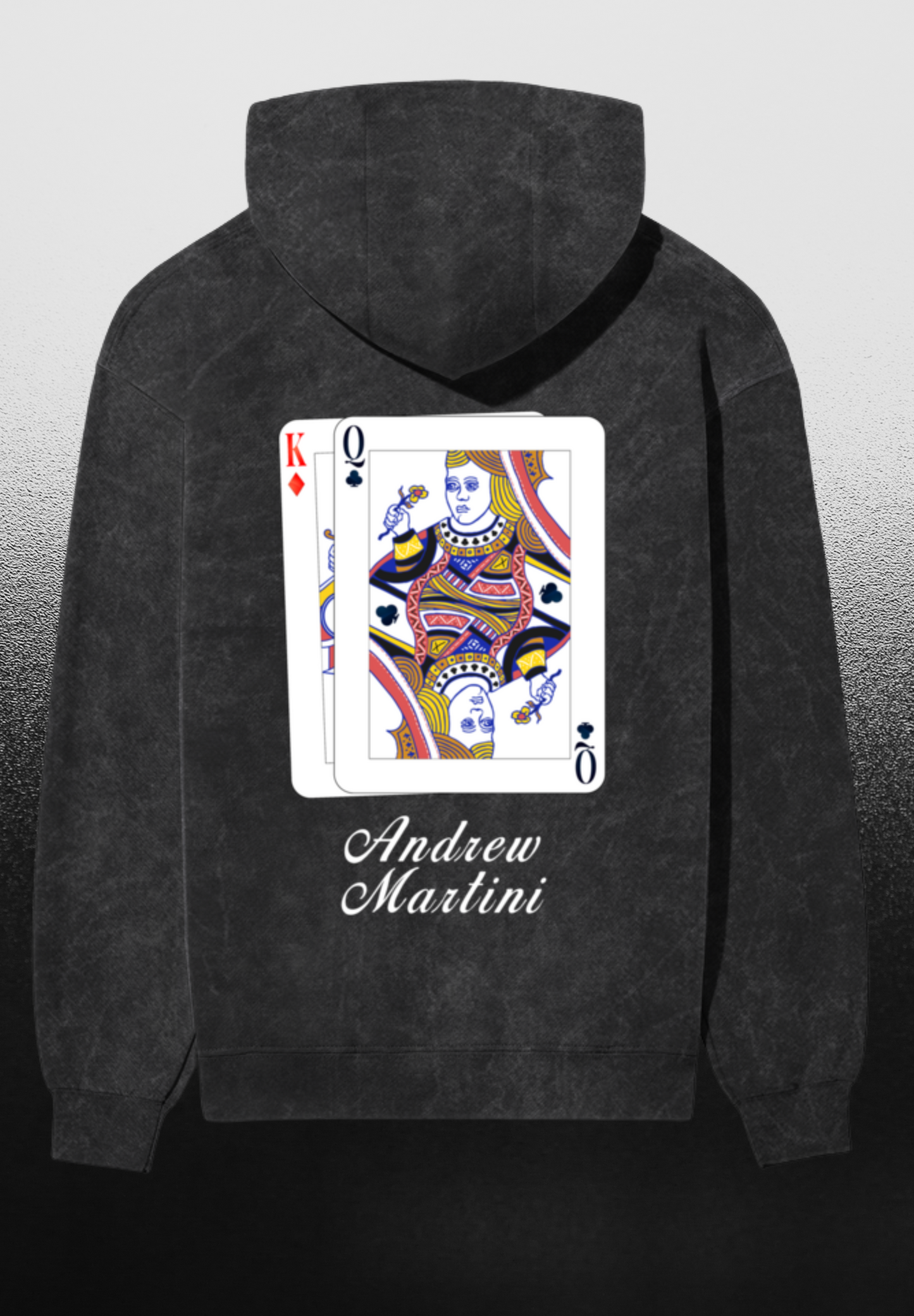 KING QUEEN CLUB BLACK ACID WASH HOODIE