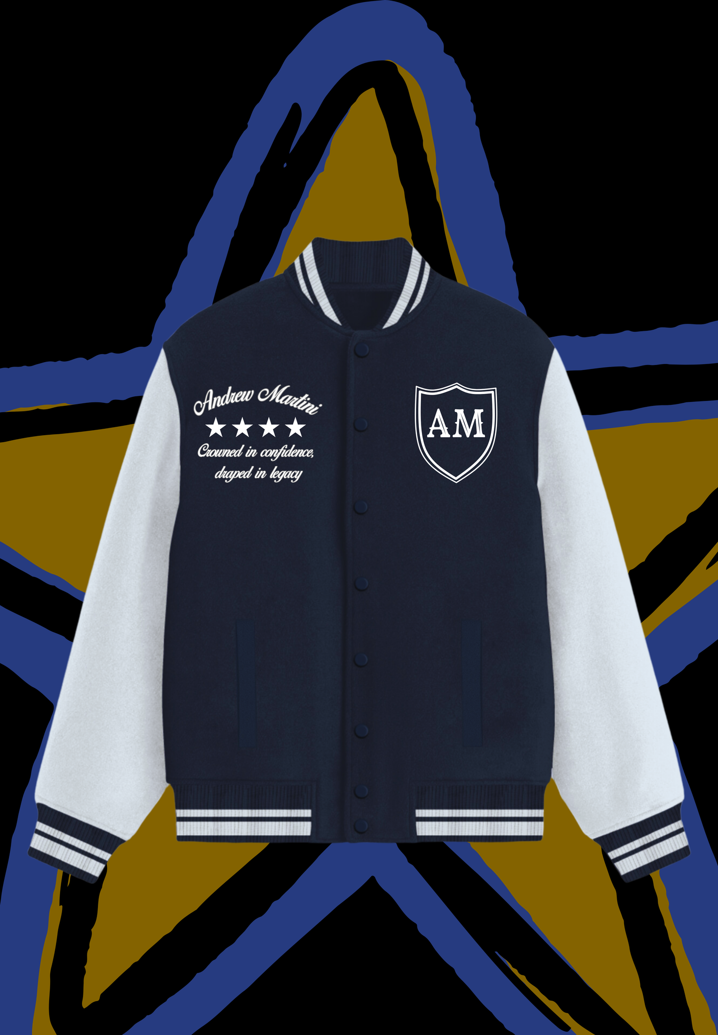ROYAL AM NAVY BLUE VARSITY JACKET