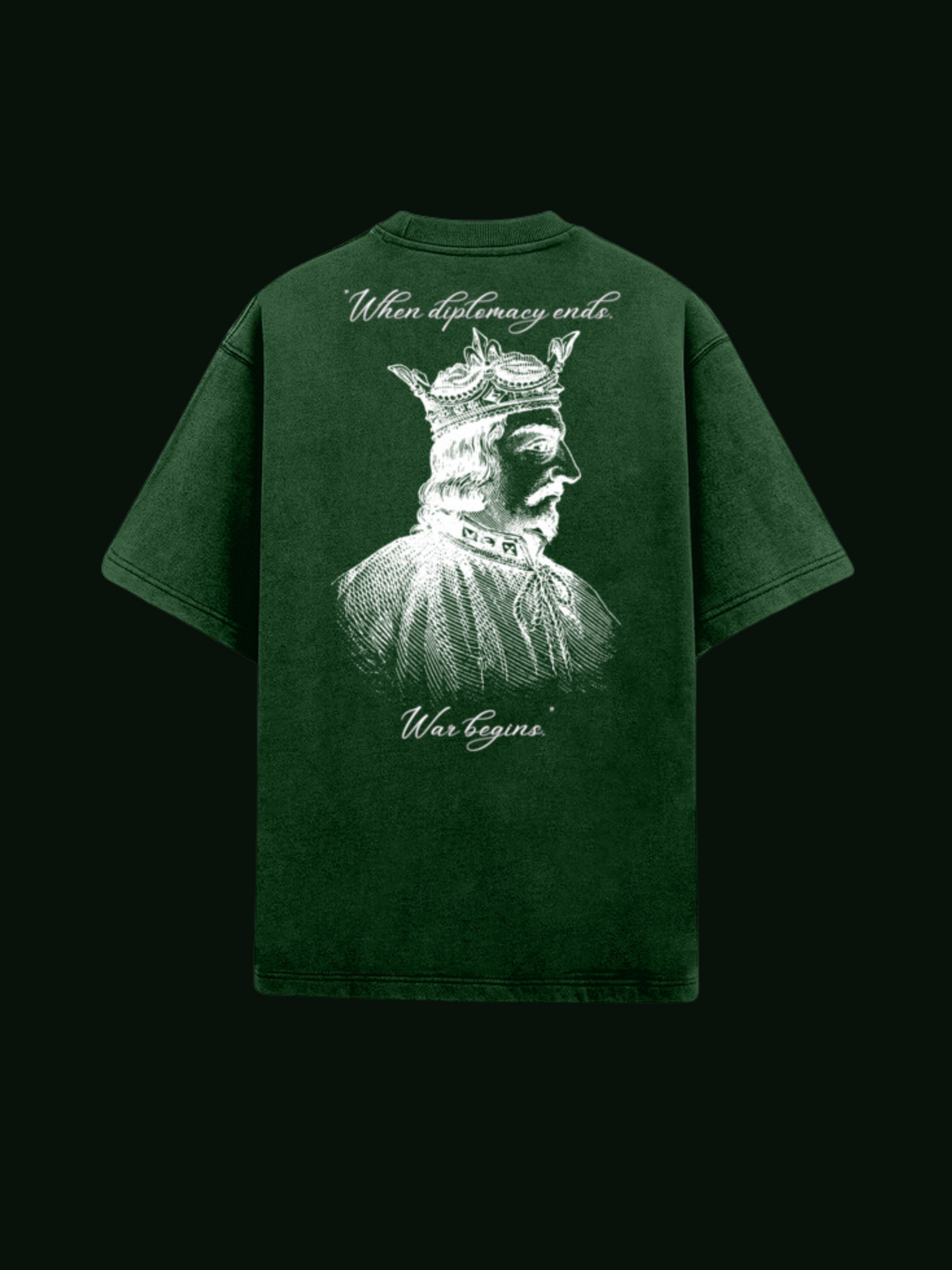 BOTTLE GREEN ACID WASH DIPLOMACY OVERSIZED T-SHIRT