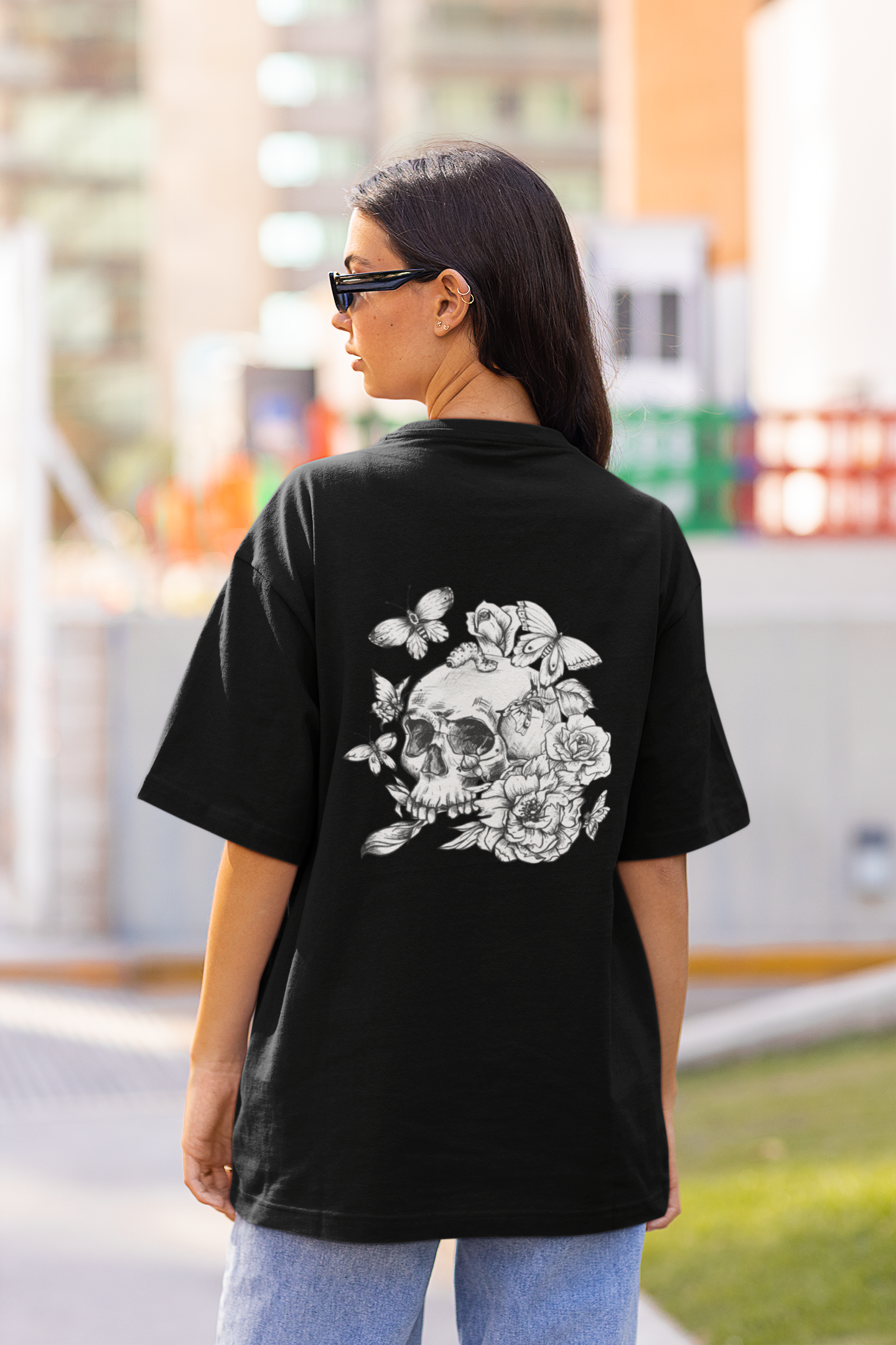 SKULL FLOWER OVERSIZED T-SHIRT