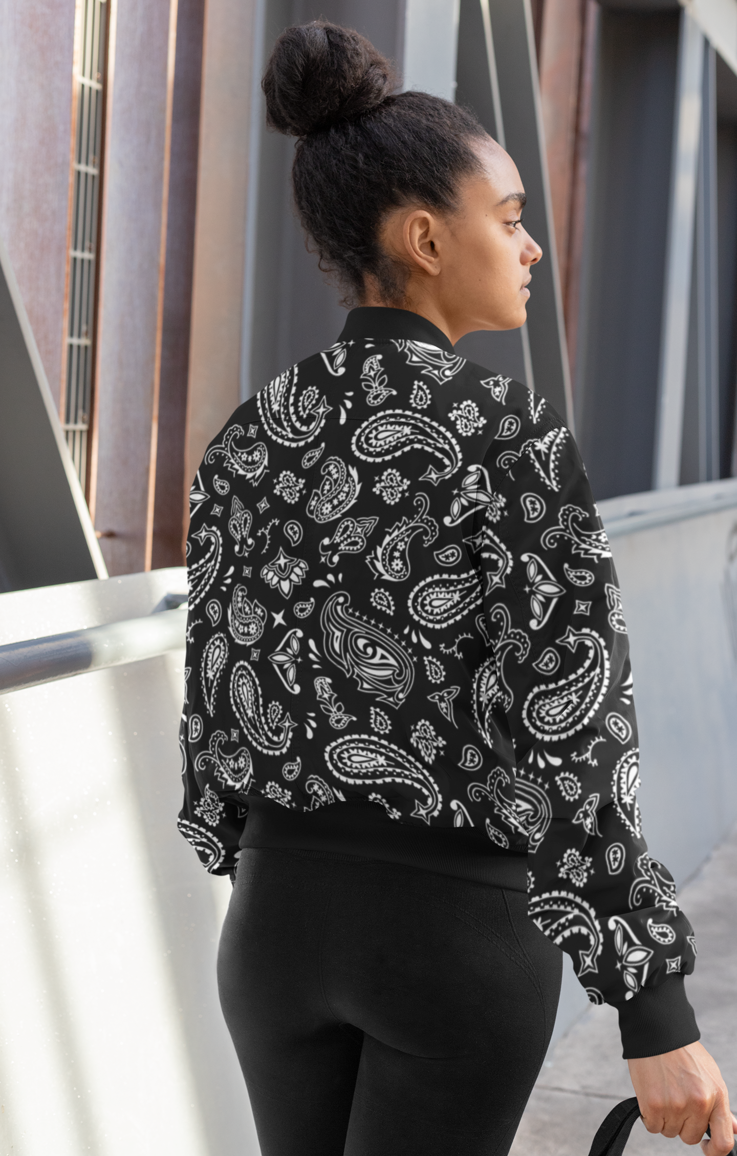 ANDREW MARTINI BANDANA PRINT UNISEX AOP BOMBER JACKET
