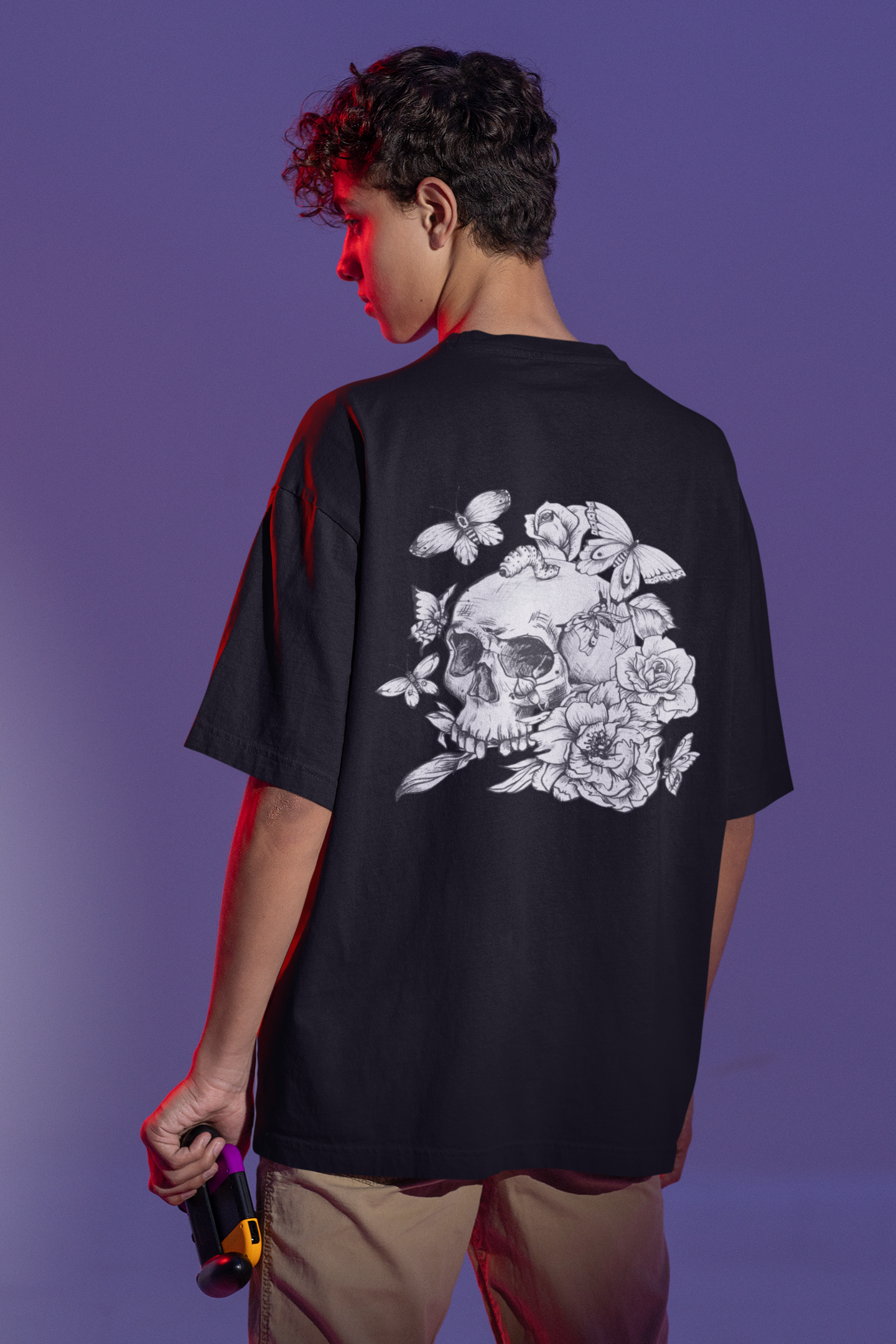 SKULL FLOWER OVERSIZED T-SHIRT