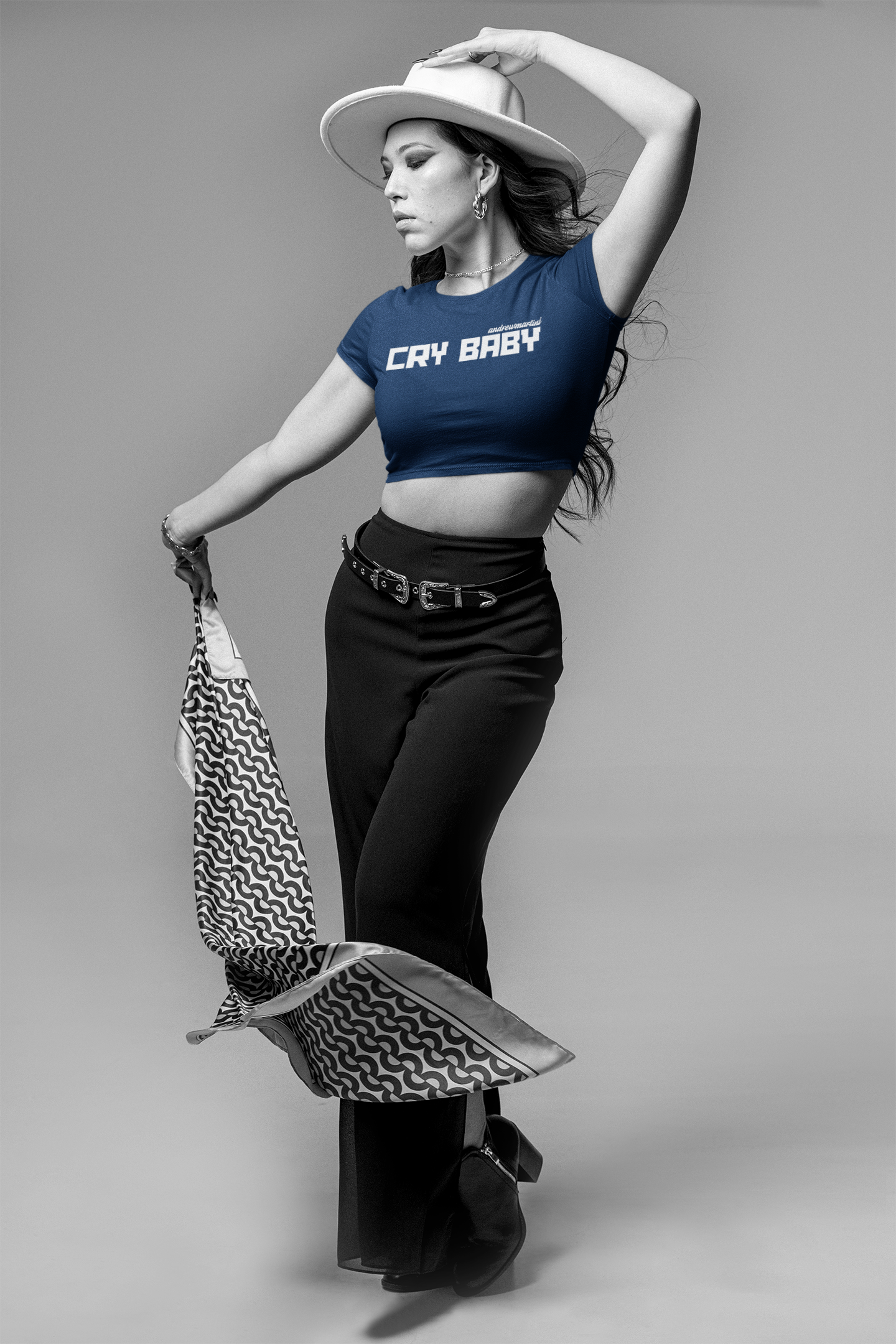 NAVY BLUE CRY BABY CROP TOP