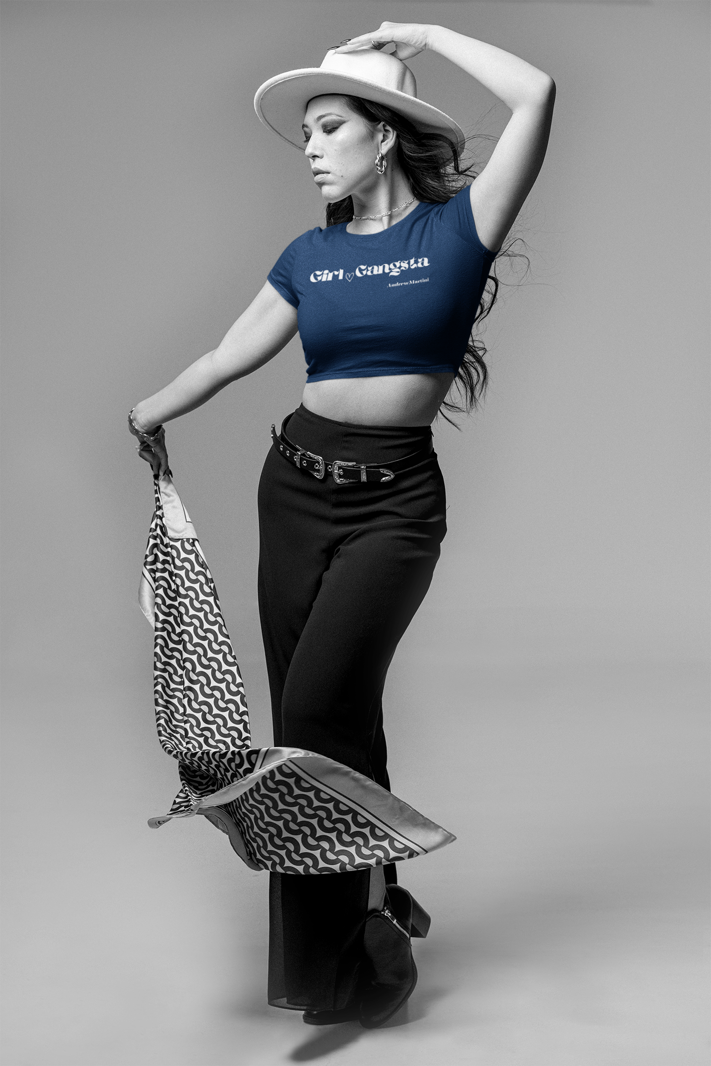 GIRL GANSTA NAVY BLUE CROP TOP