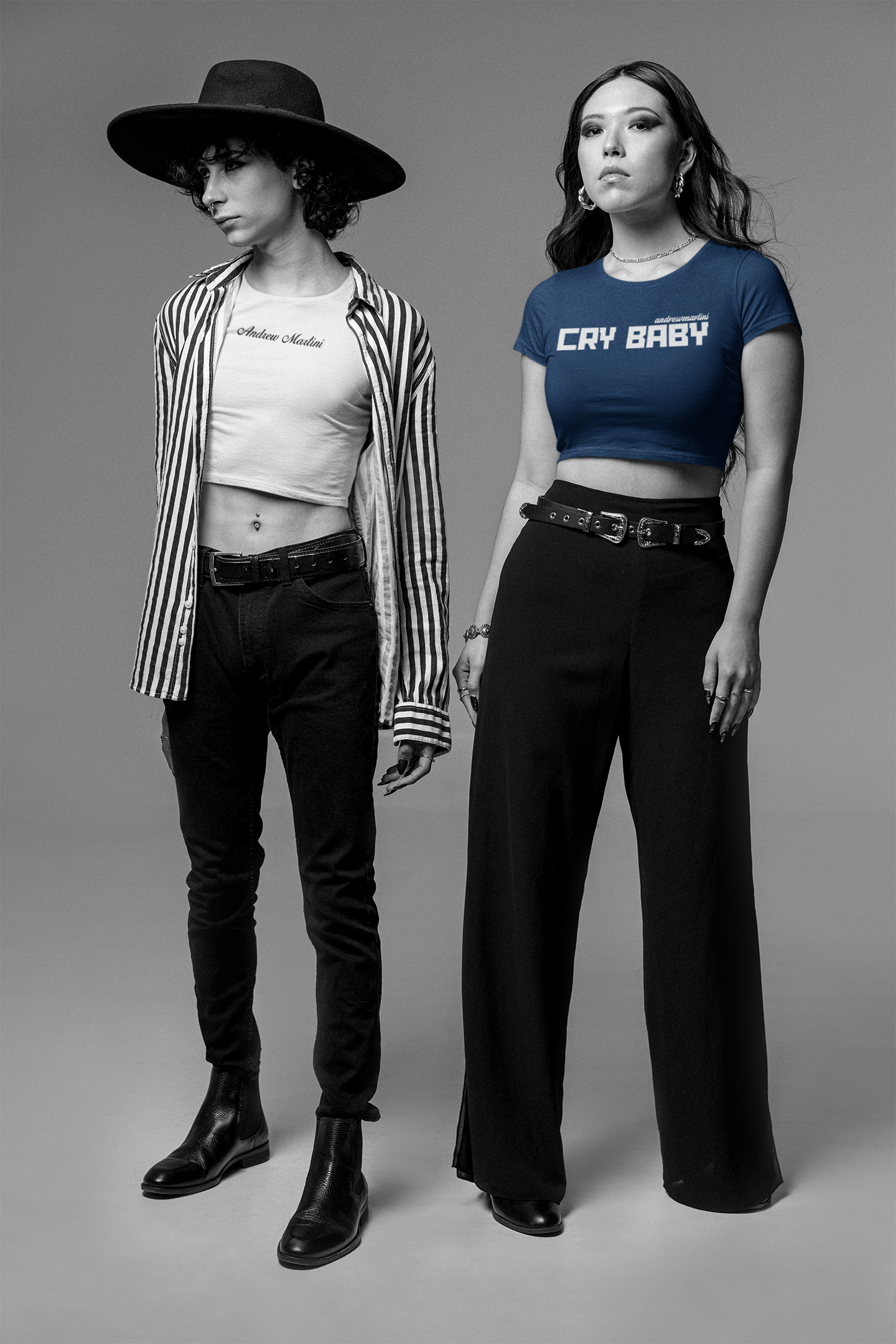 NAVY BLUE CRY BABY CROP TOP