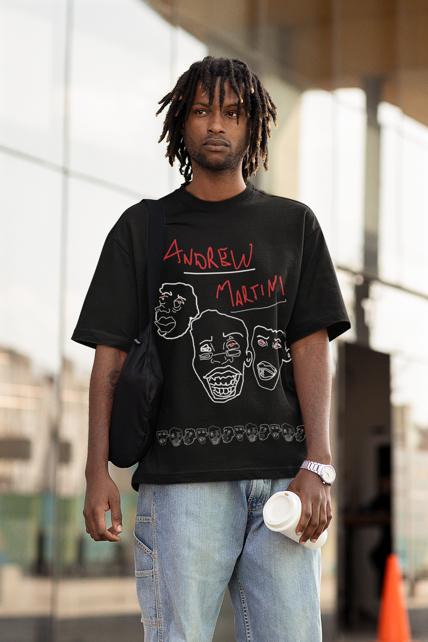 3 FACE BLACK OVERSIZED TSHIRT