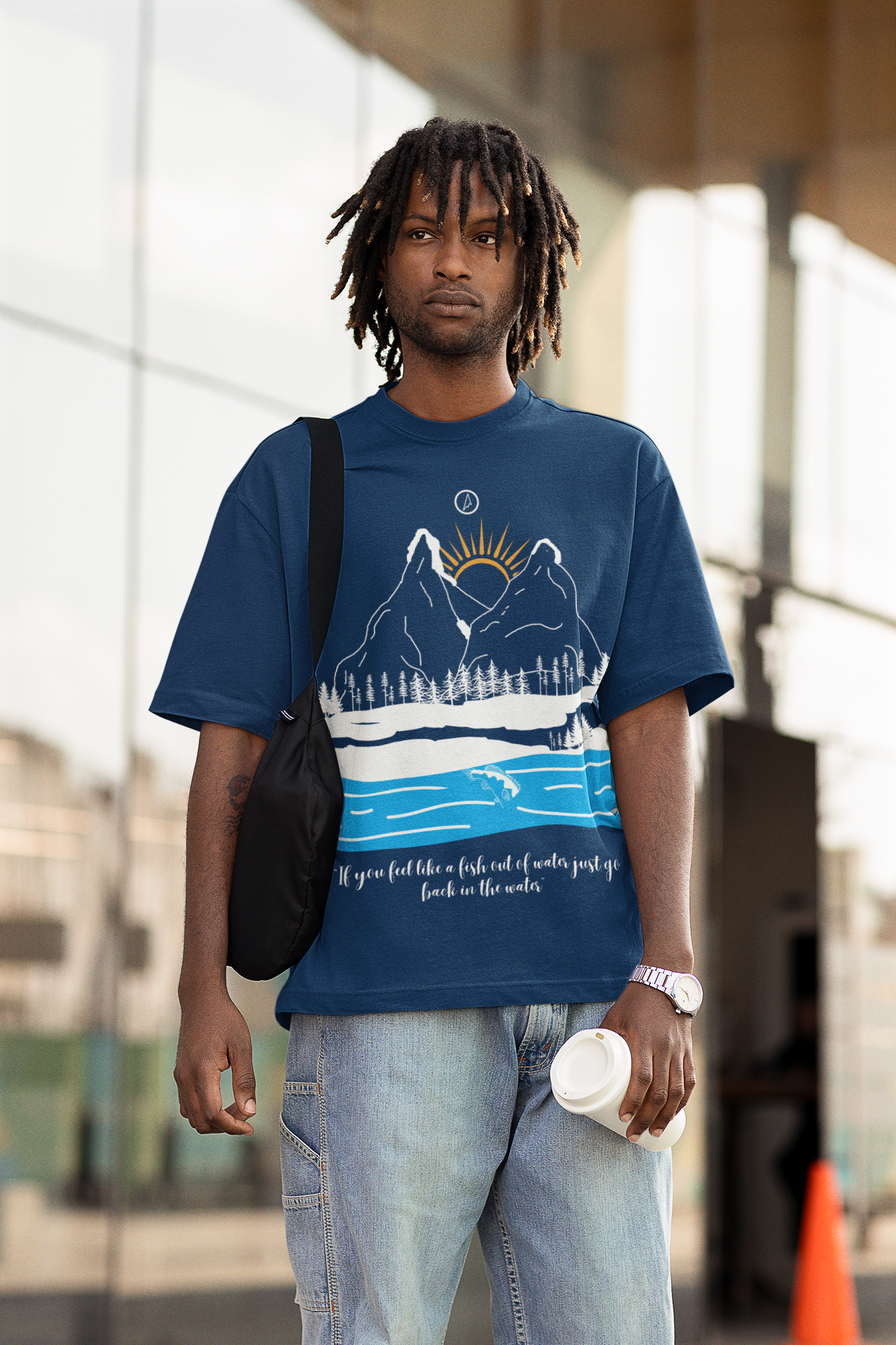 MOUNTAINS NAVY BLUE OVERSIZED TSHIRT