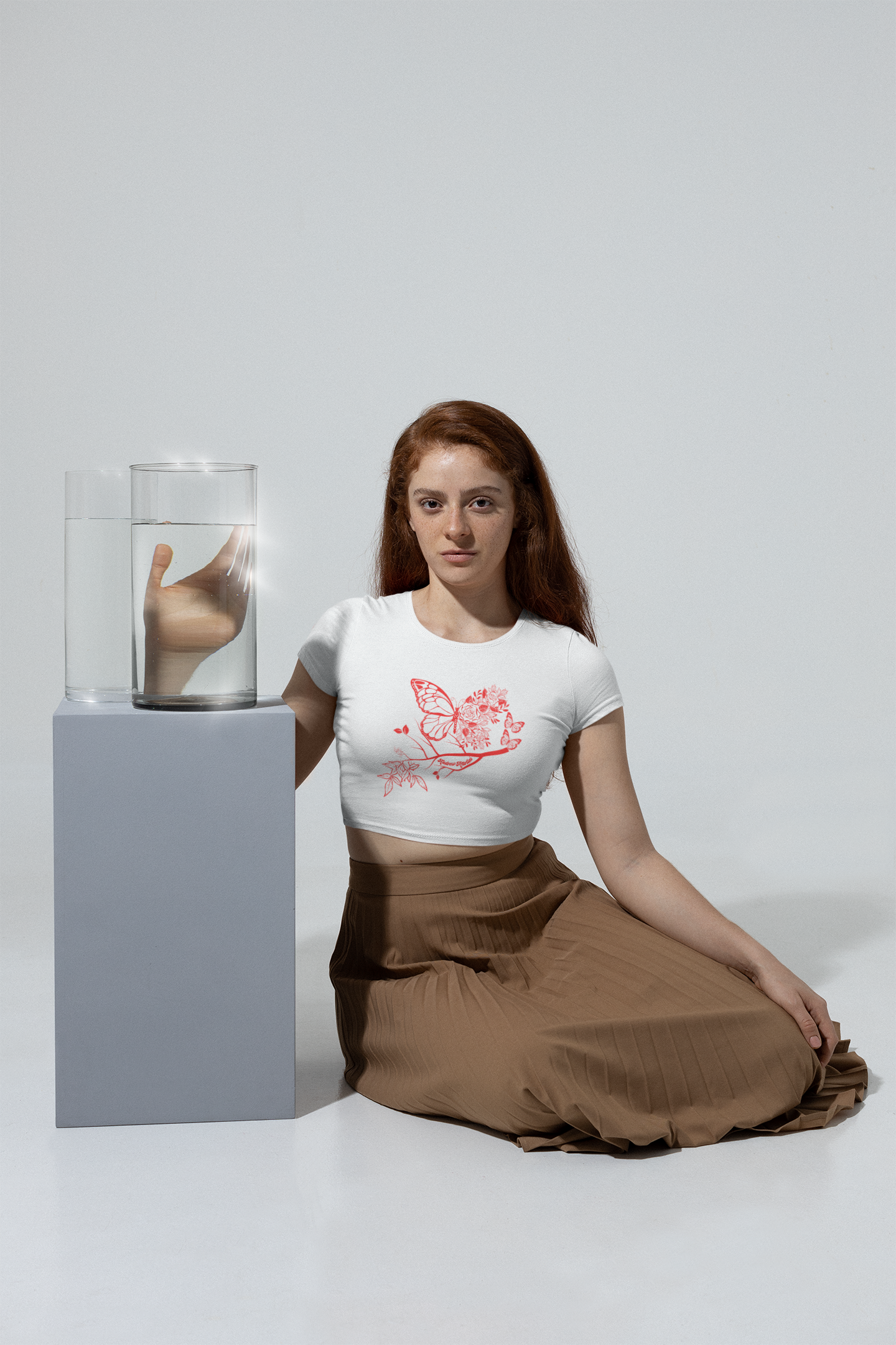 ANDREW MARTINI BUTTERFLY WHITE CROP TOP