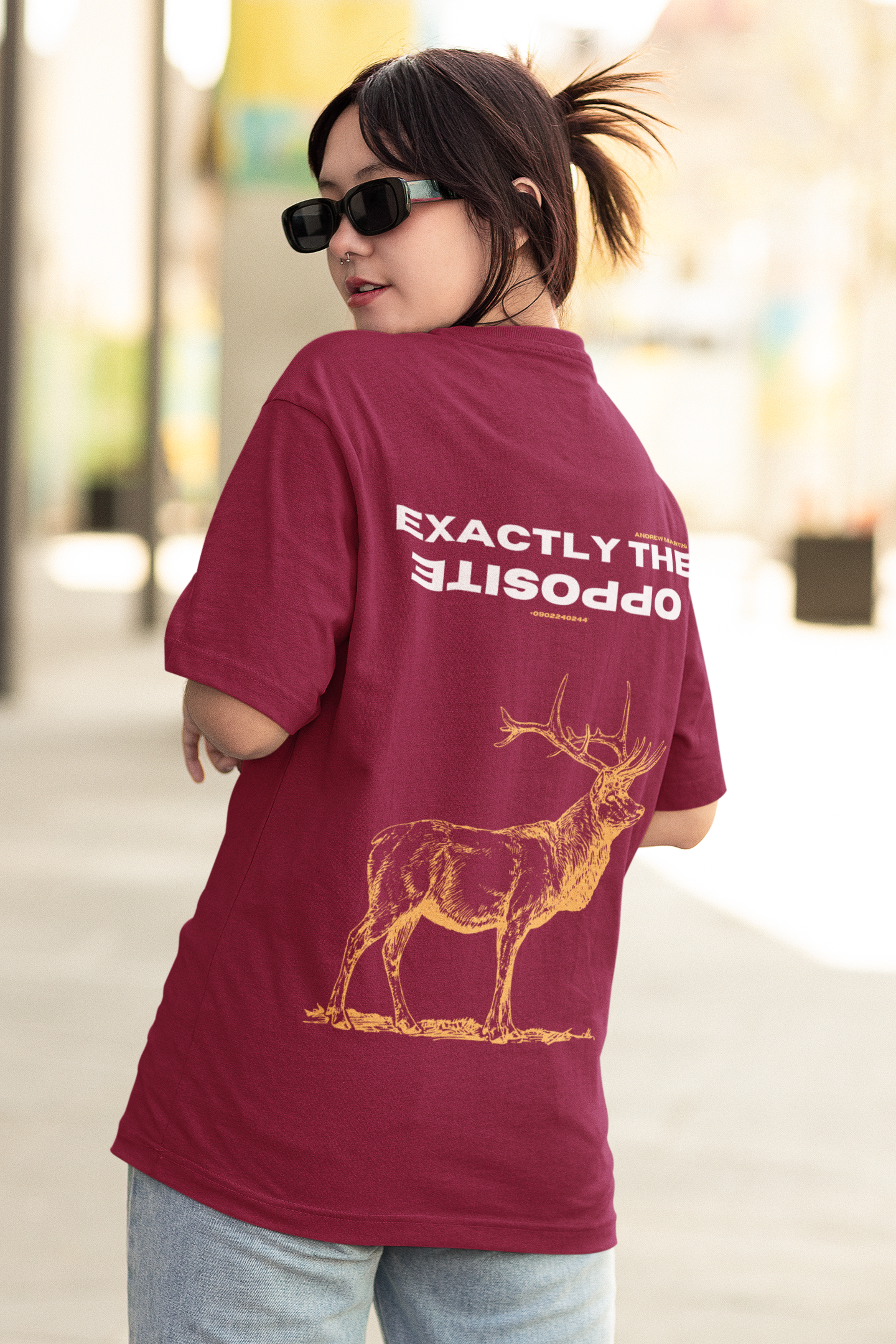 EXACTLY OPPOSITE MAROON OVERSIZED TSHIRT