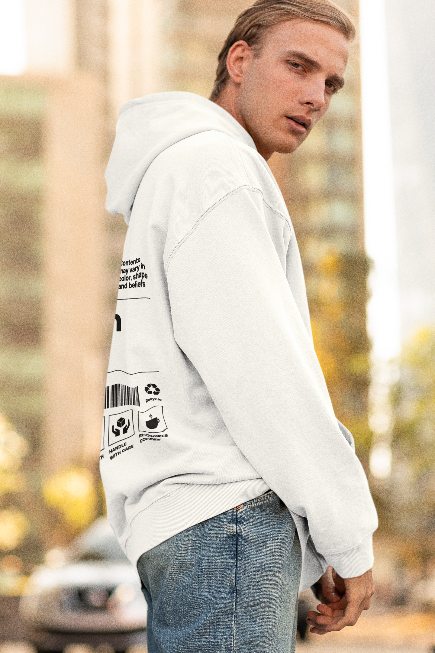 WHITE OVERSIZED HOODIE