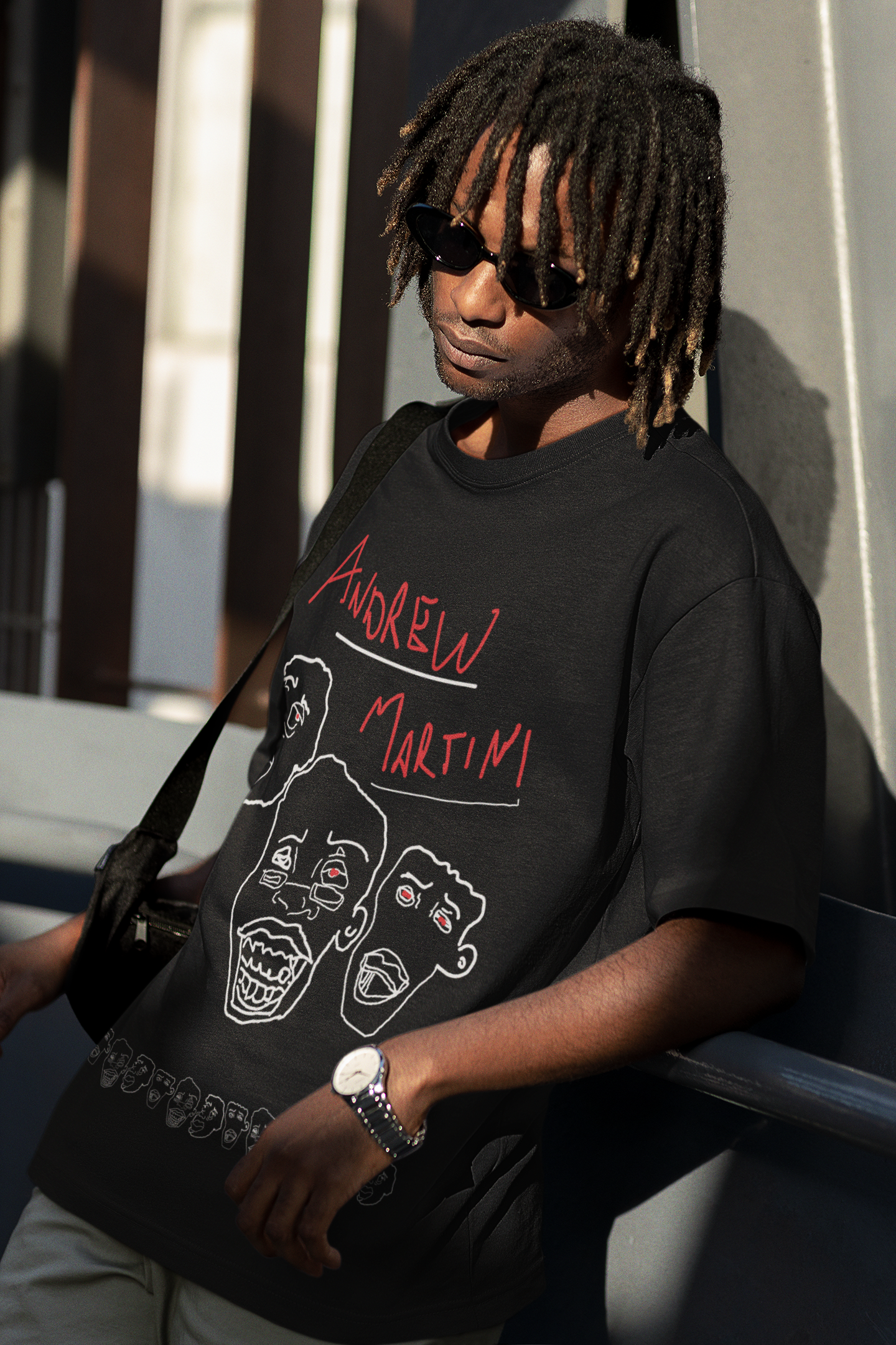 3 FACE BLACK OVERSIZED TSHIRT