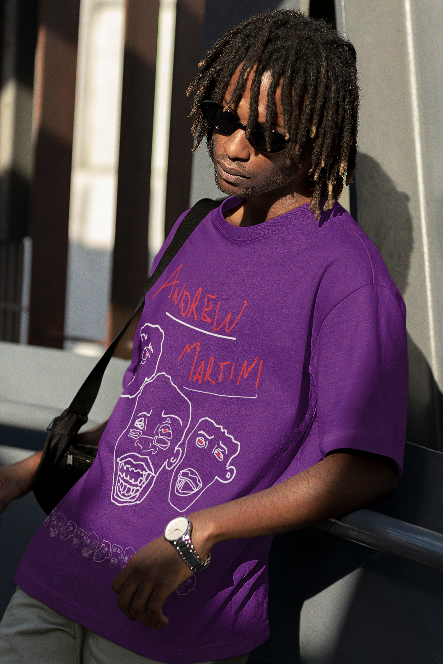 3 FACE PURPLE OVERSIZED TSHIRT