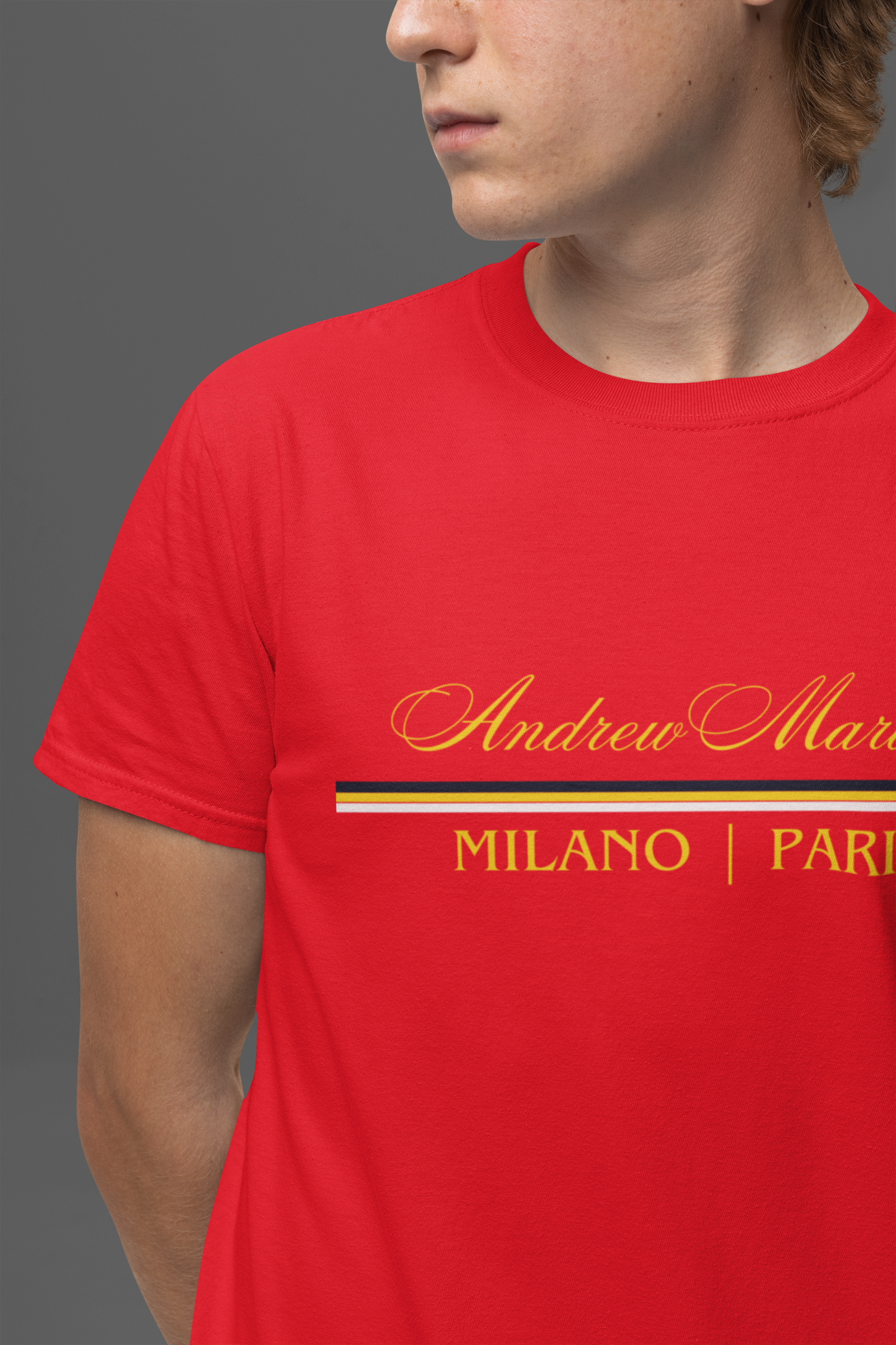 Andrew Martinti Red Round Neck Tshirt