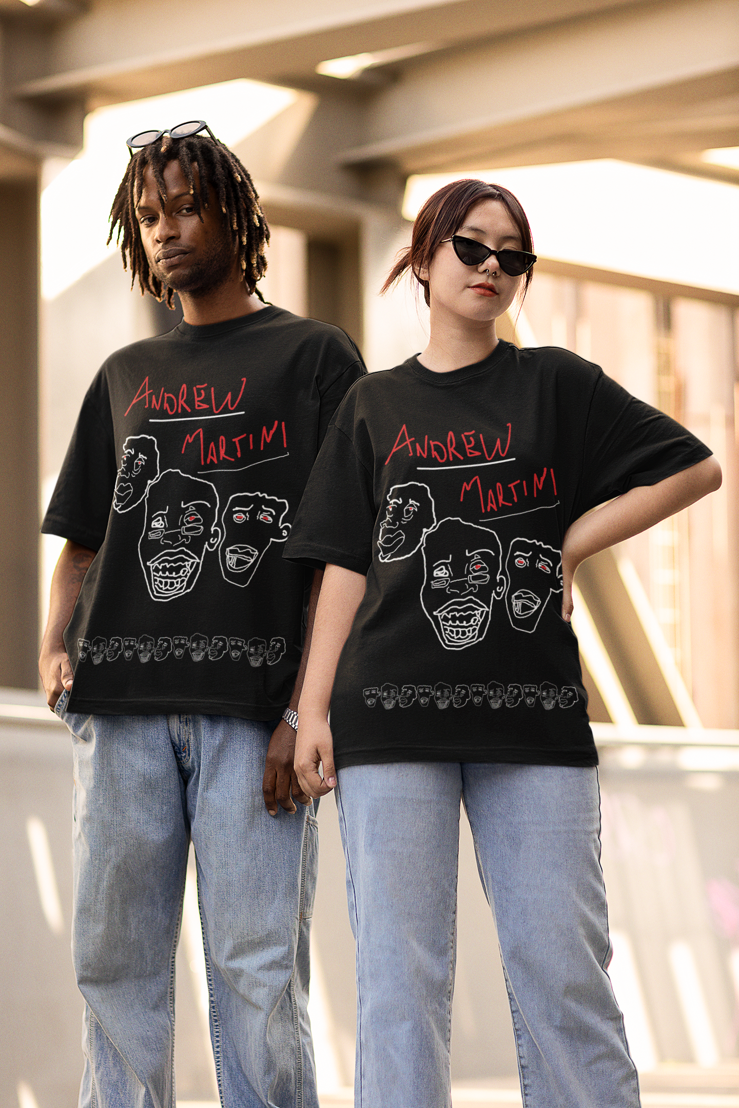 3 FACE BLACK OVERSIZED TSHIRT