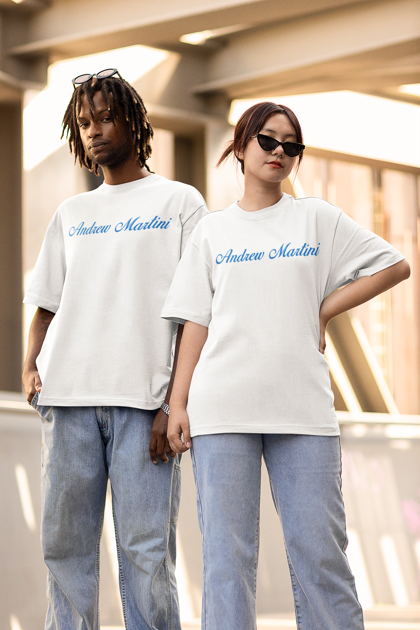 BLUE HEART WHITE OVERSIZED TSHIRT