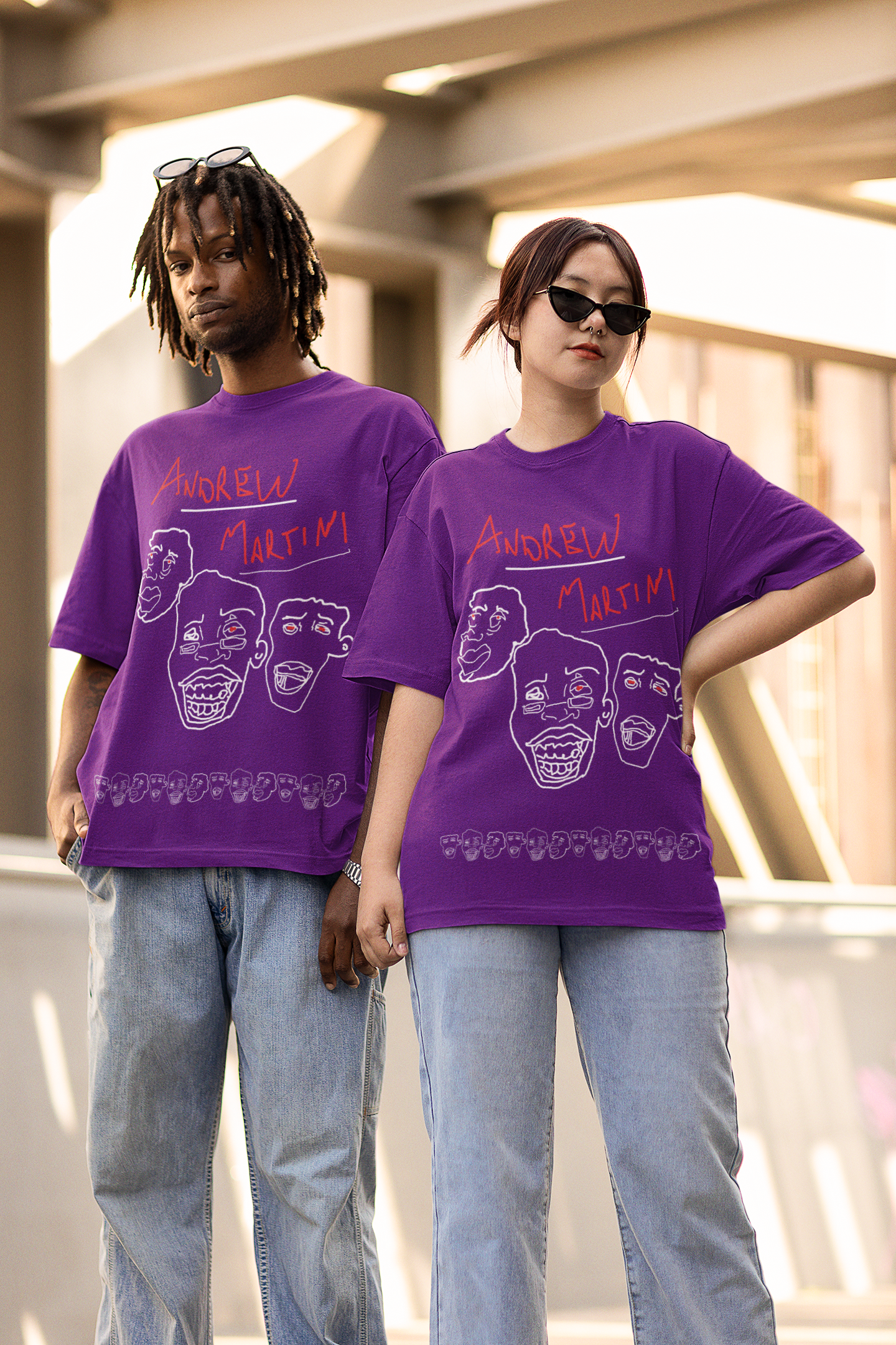 3 FACE PURPLE OVERSIZED TSHIRT