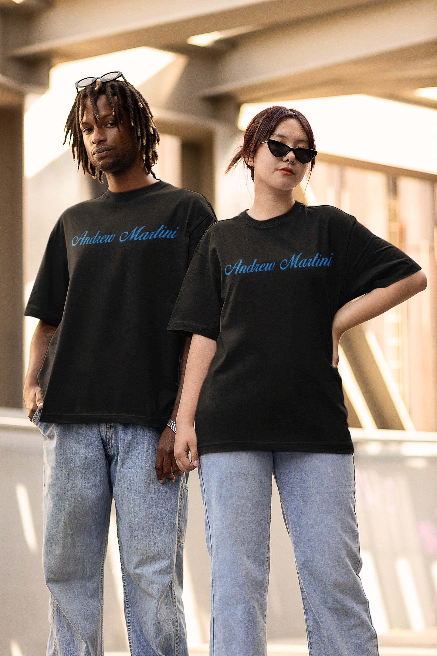 BLUE HEART BLACK OVERSIZED TSHIRT