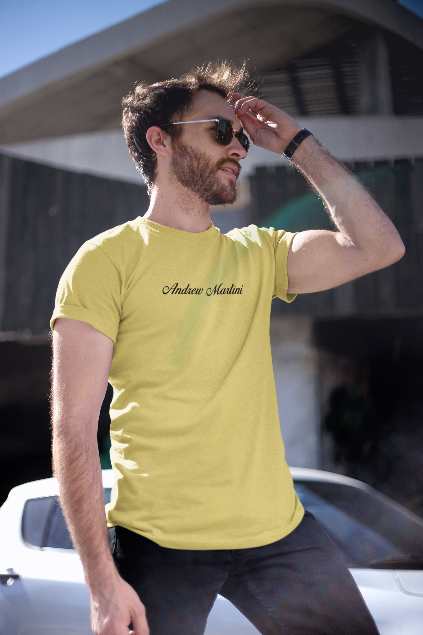 ANDREW MARTINI UNISEX REGULAR FIT BEIGE T-SHIRT