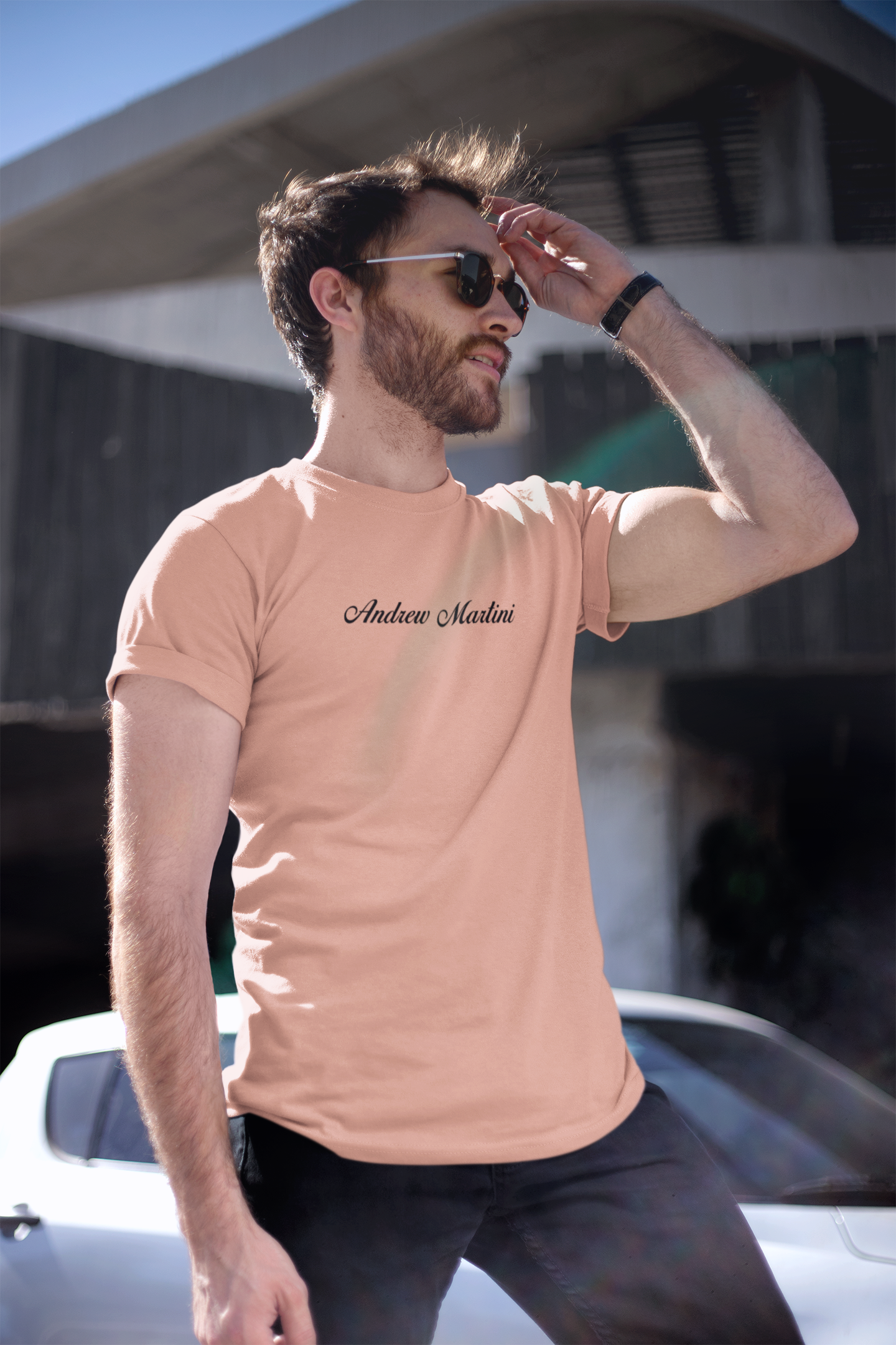 ANDREW MARTINI UNISEX REGULAR FIT PEACH T-SHIRT