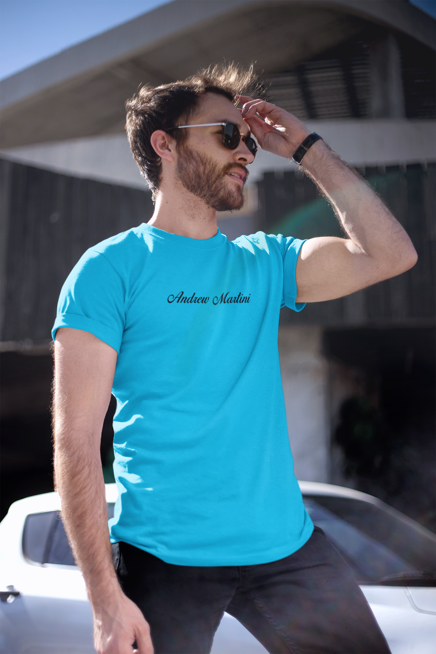 ANDREW MARTINI UNISEX REGULAR FIT SKY BLUE T-SHIRT