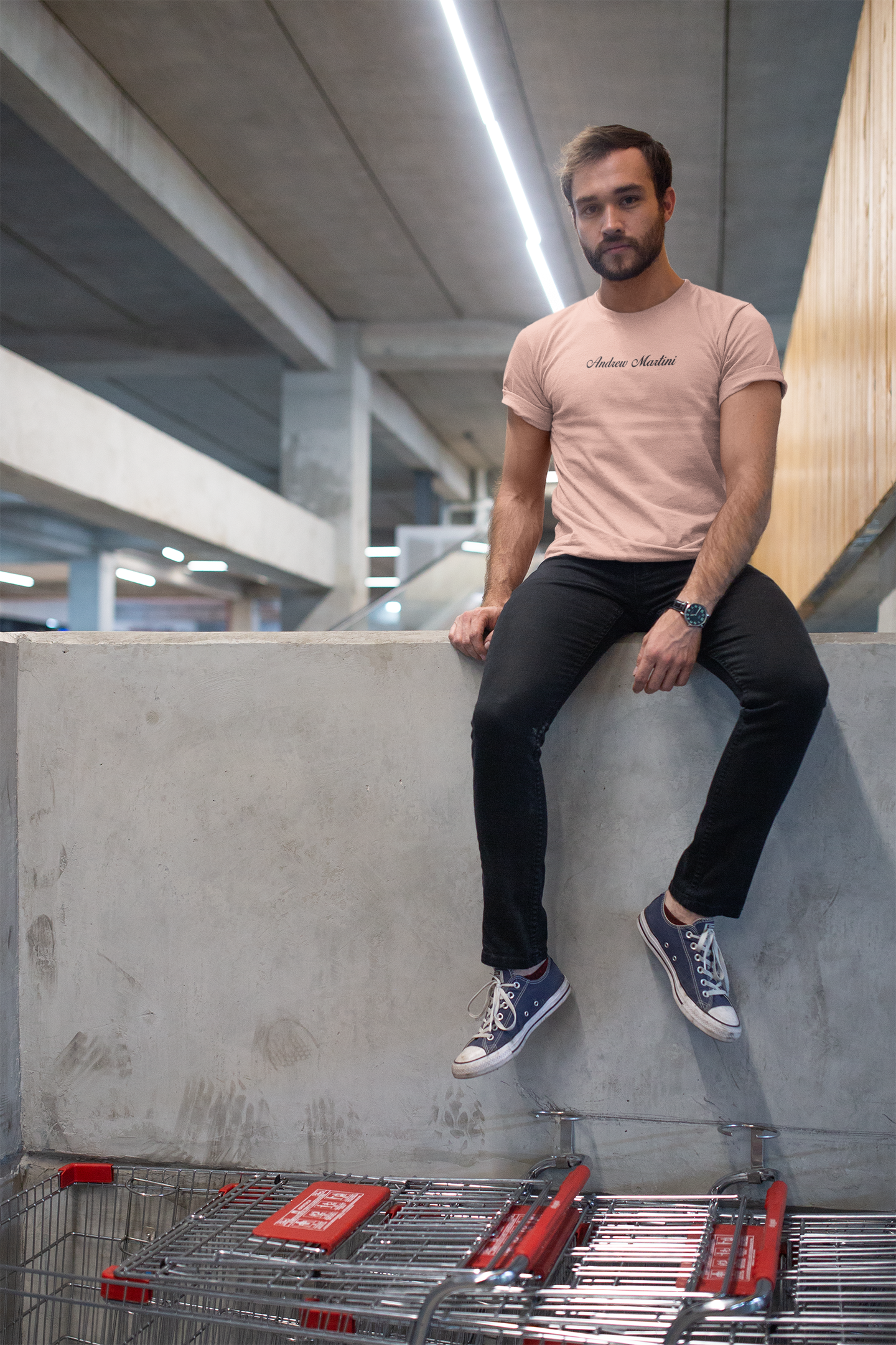 ANDREW MARTINI UNISEX REGULAR FIT PEACH T-SHIRT