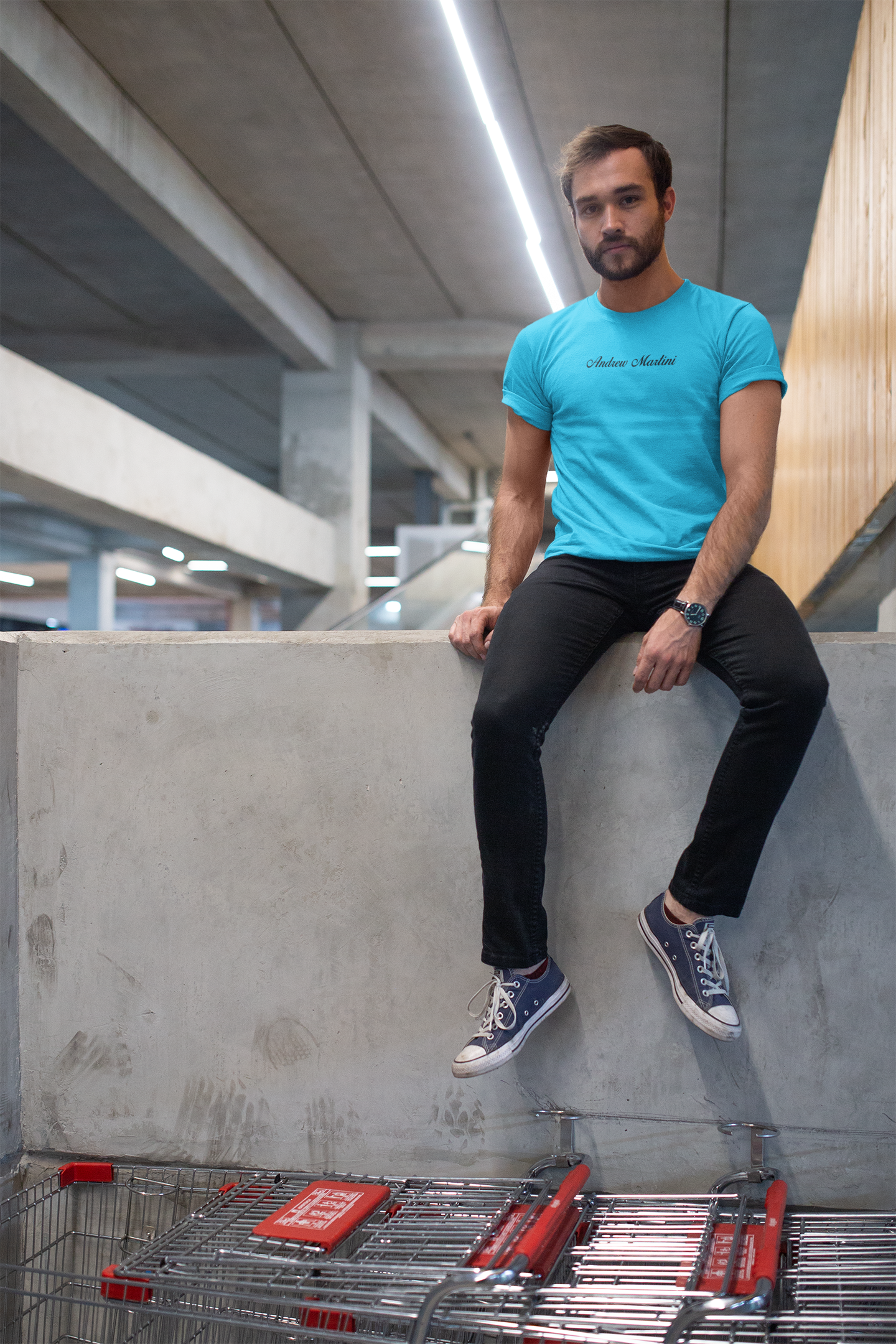 ANDREW MARTINI UNISEX REGULAR FIT SKY BLUE T-SHIRT