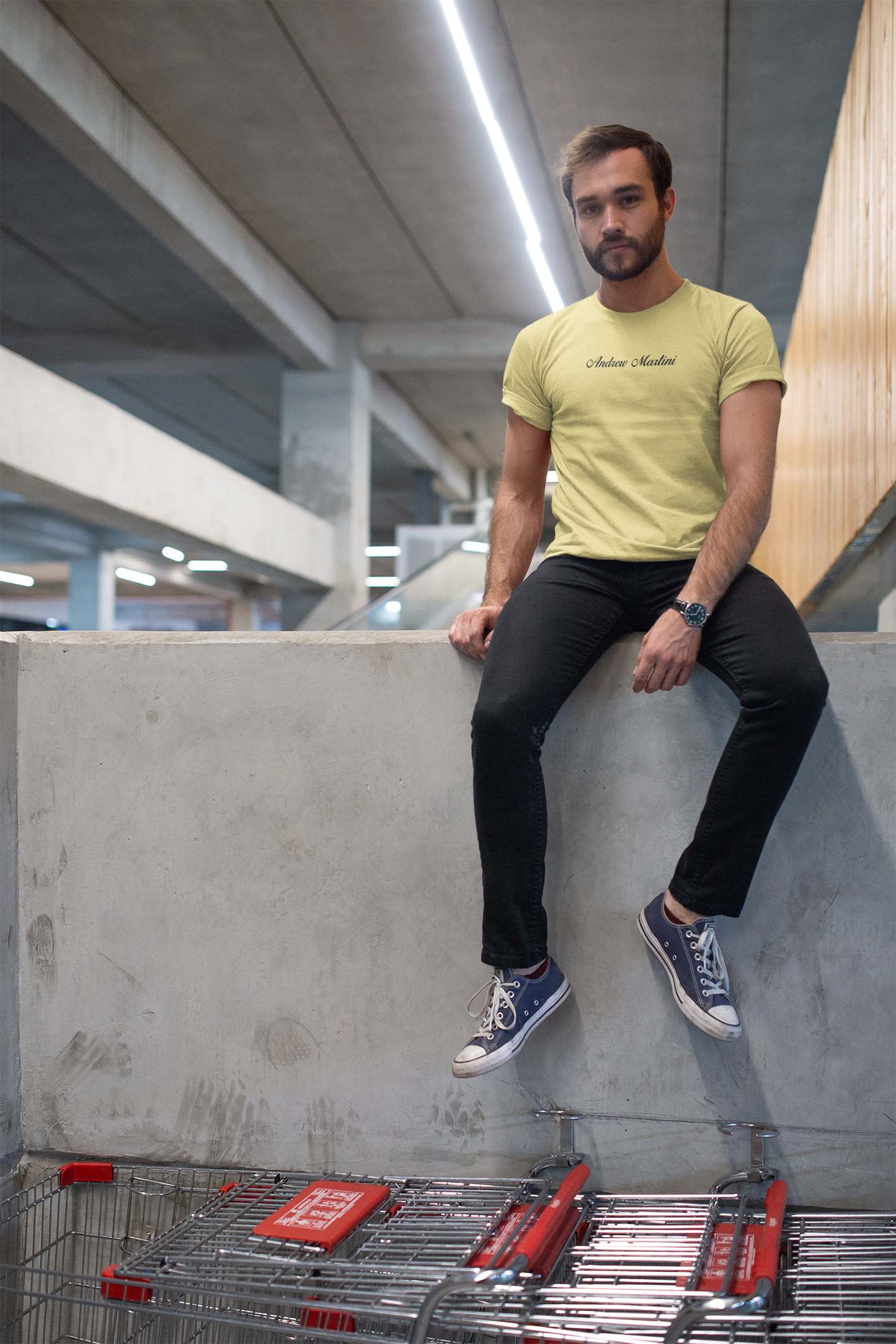 ANDREW MARTINI UNISEX REGULAR FIT BEIGE T-SHIRT