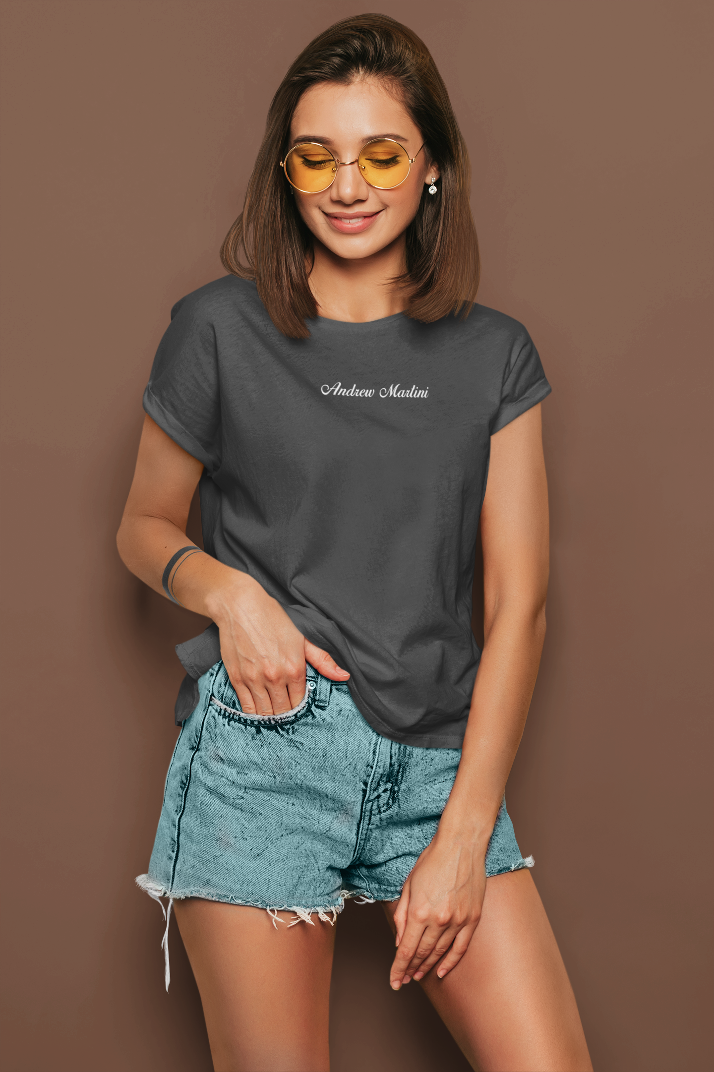ANDREW MARTINI UNISEX REGULAR FIT MELANGE CHARCOAL T-SHIRT