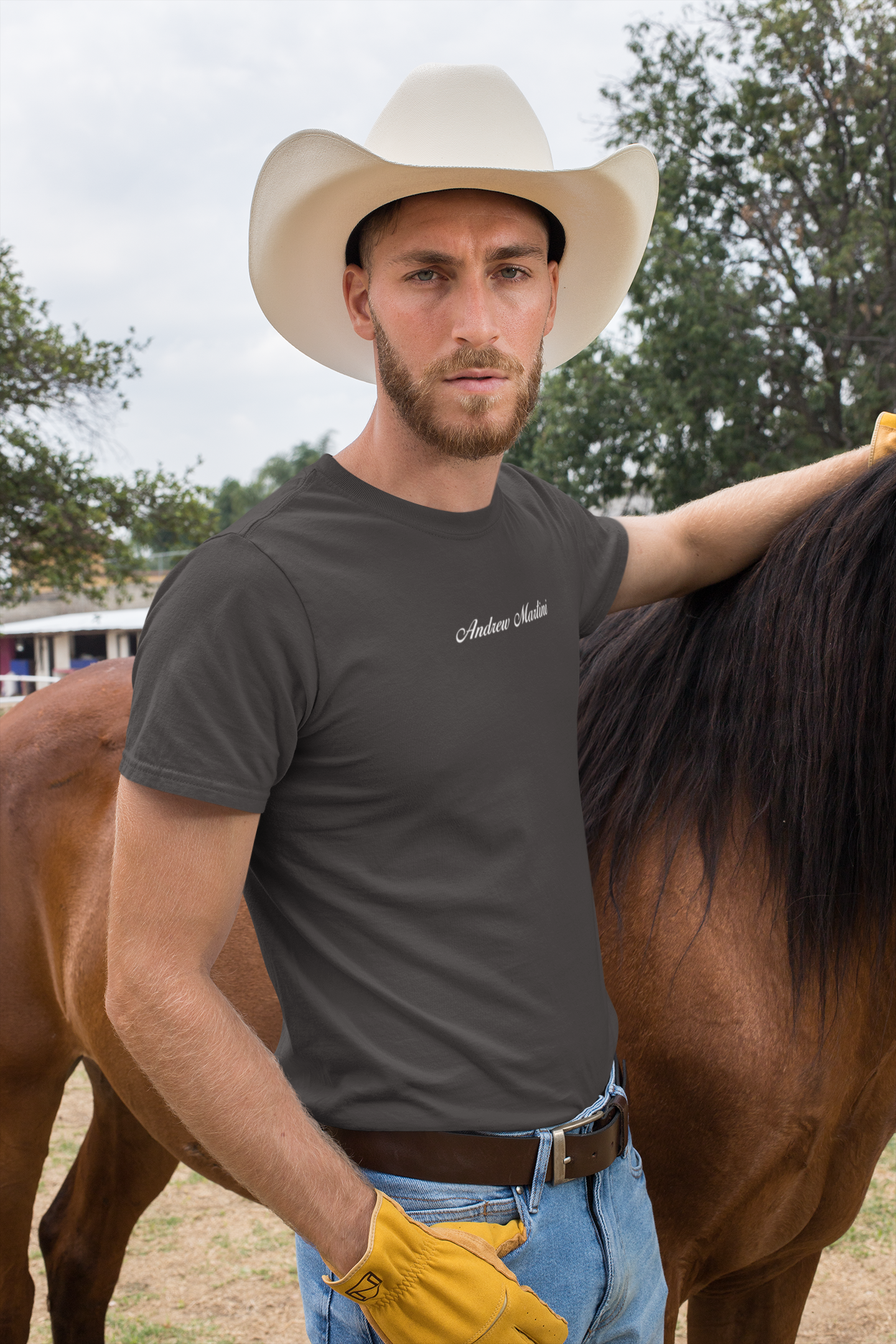 ANDREW MARTINI UNISEX REGULAR FIT MELANGE CHARCOAL T-SHIRT