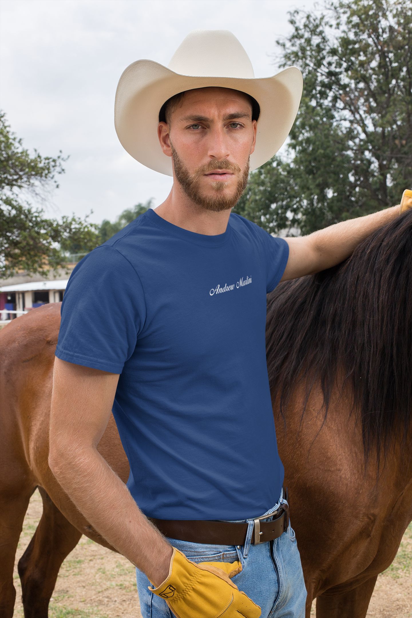 ANDREW MARTINI UNISEX REGULAR FIT PETROL BLUE T-SHIRT