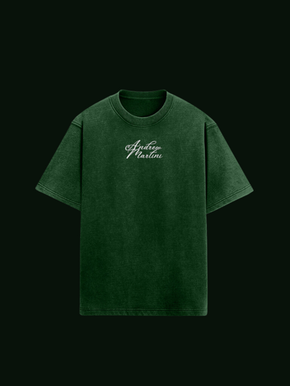 BOTTLE GREEN ACID WASH DIPLOMACY OVERSIZED T-SHIRT