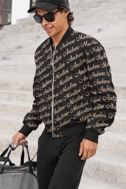 ANDREW MARTINI BLACK UNISEX AOP BOMBER JACKET