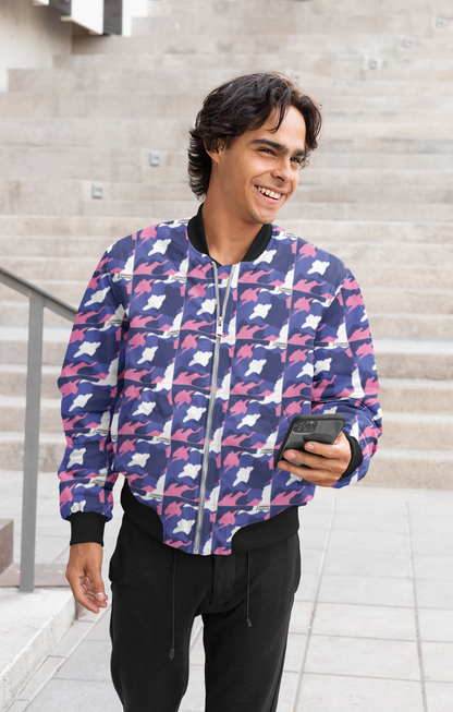 ANDREW MARTINI BLUE CAMOUFLAGE UNISEX AOP BOMBER JACKET