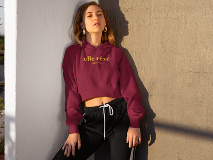 ELLE REVE MAROON CROP HOODIE