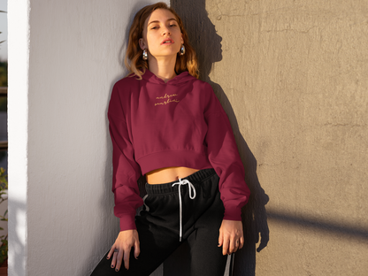 BASIC MAROON CROP HOODIE