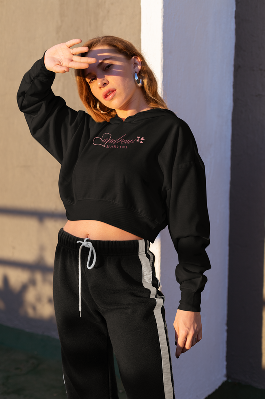 HEART BLACK CROP HOODIE