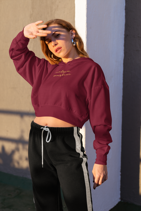 BASIC MAROON CROP HOODIE