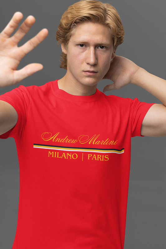 Andrew Martinti Red Round Neck Tshirt