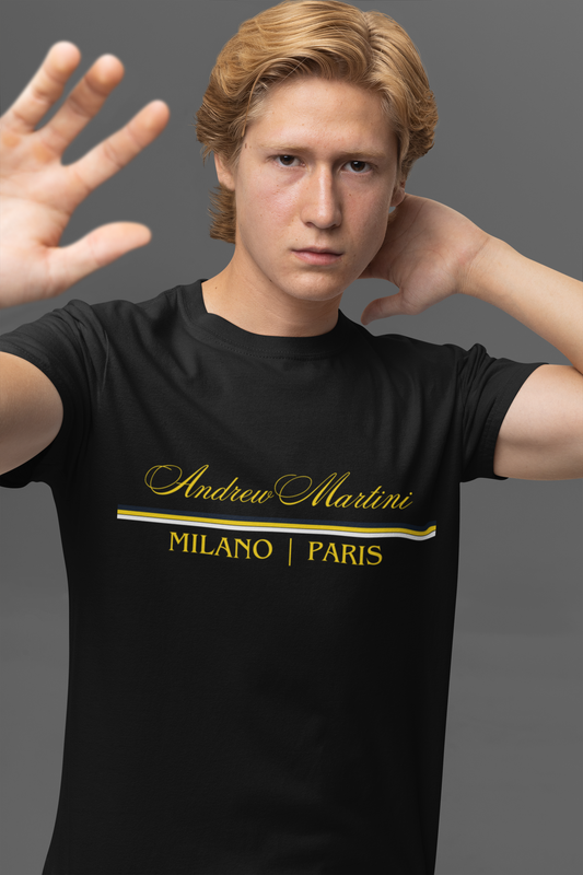 Andrew Martinti Black Round Neck Tshirt