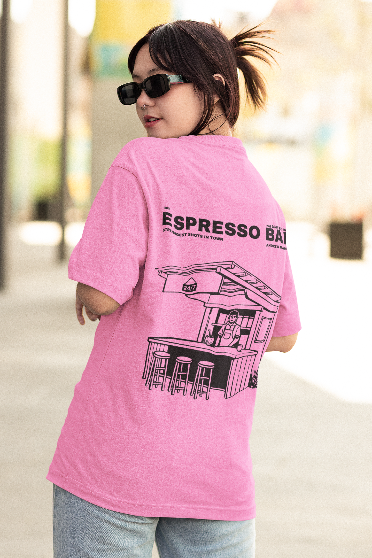 ESPRESSO BAR PINK OVERSIZED TSHIRT