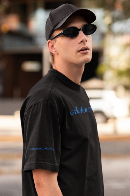 BLUE HEART BLACK OVERSIZED TSHIRT