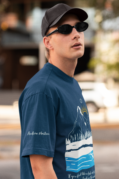MOUNTAINS NAVY BLUE OVERSIZED TSHIRT