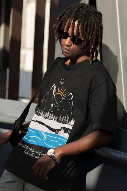 MOUNTAINS BLACK OVERSIZED TSHIRT