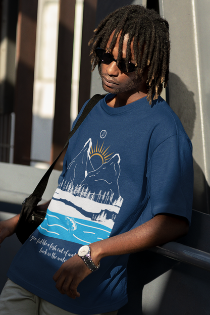 MOUNTAINS NAVY BLUE OVERSIZED TSHIRT